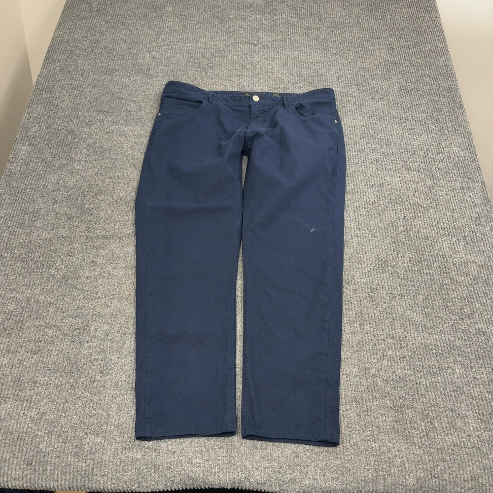 Massimo Dutti Pants Mens 38 Blue Textured Slim Fit Chino Casual Trousers